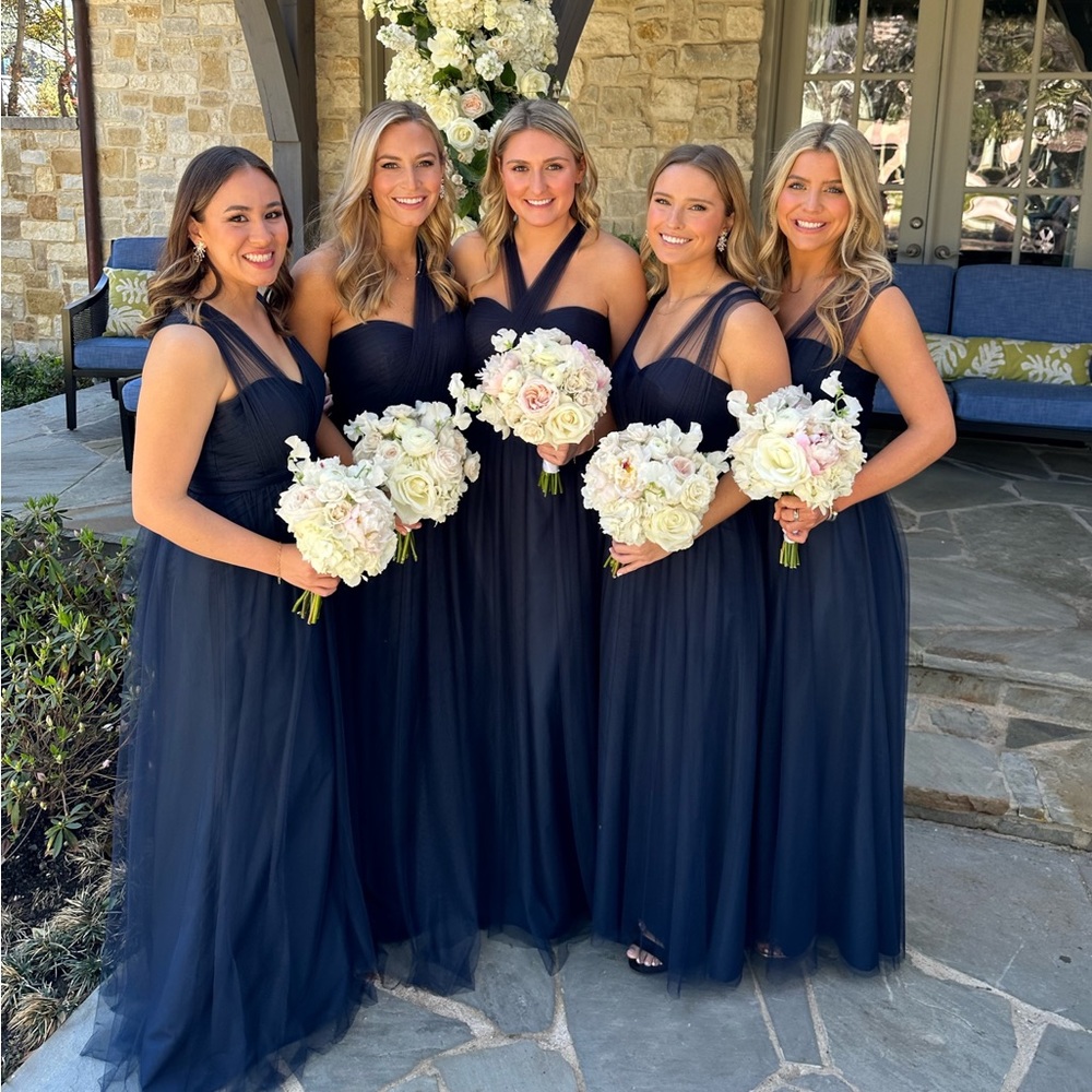 Bridesmaid dress from Jenny Yoo (navy with adjustable straps)